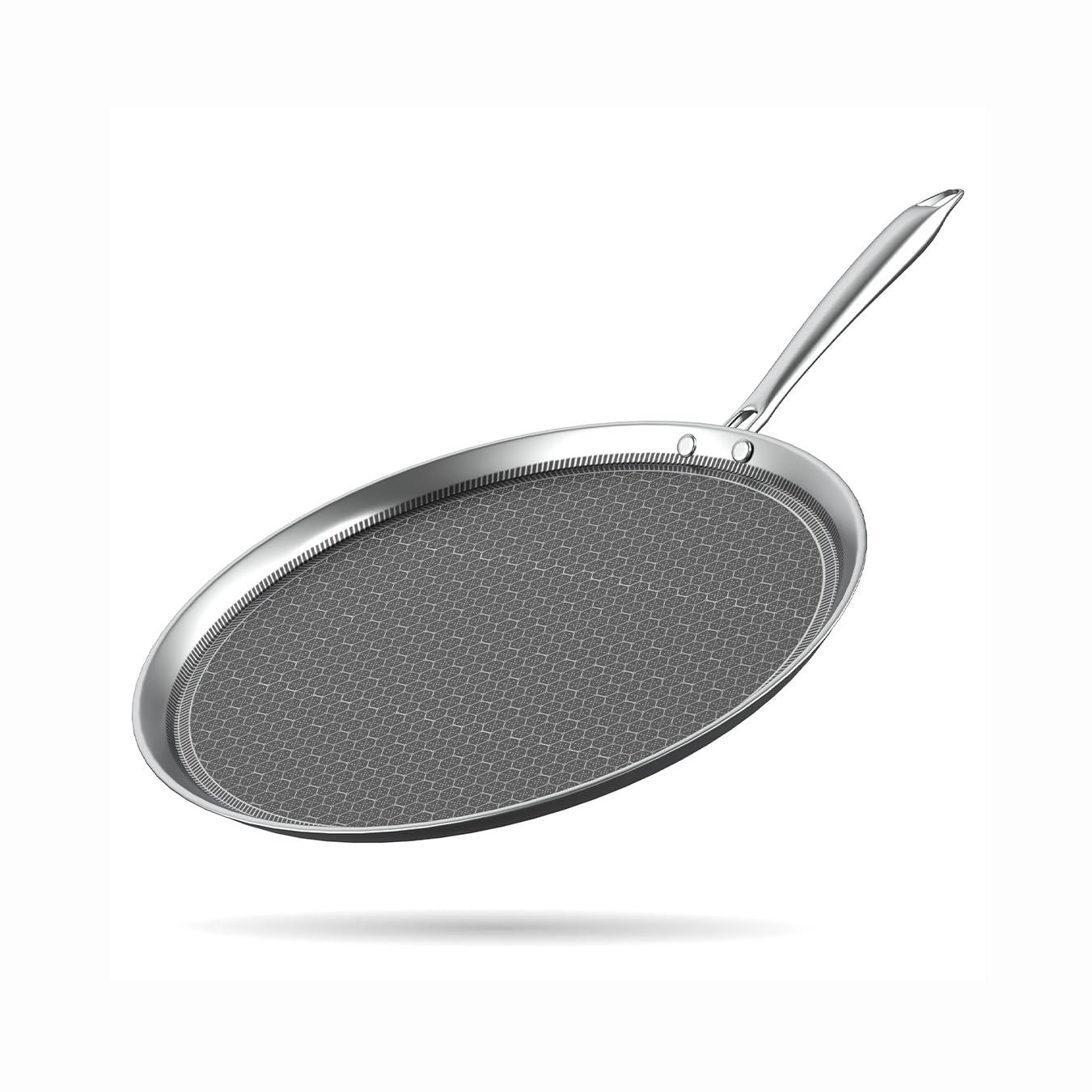 Tri-Ply Honeycomb  Dosa Tawa | 30 cm |Induction & Gas Compatible | Tawa for Dosa, Uthappam, Chapati, Roti, Naan | Metal Spatula Safe | Riveted Handle | Toxin-Free Cookware