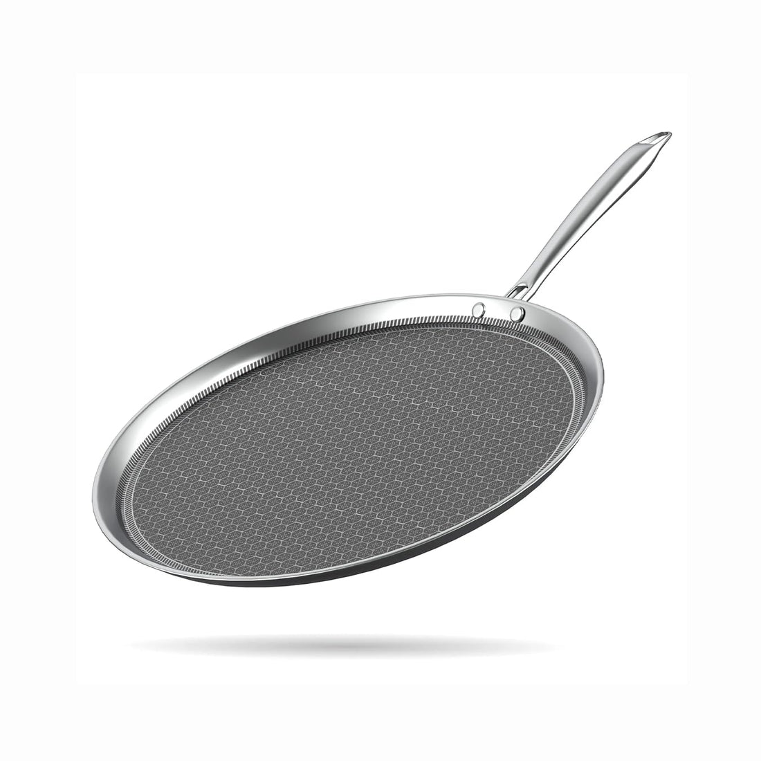 Tri-Ply Honeycomb  Dosa Tawa | 30 cm |Induction & Gas Compatible | Tawa for Dosa, Uthappam, Chapati, Roti, Naan | Metal Spatula Safe | Riveted Handle | Toxin-Free Cookware
