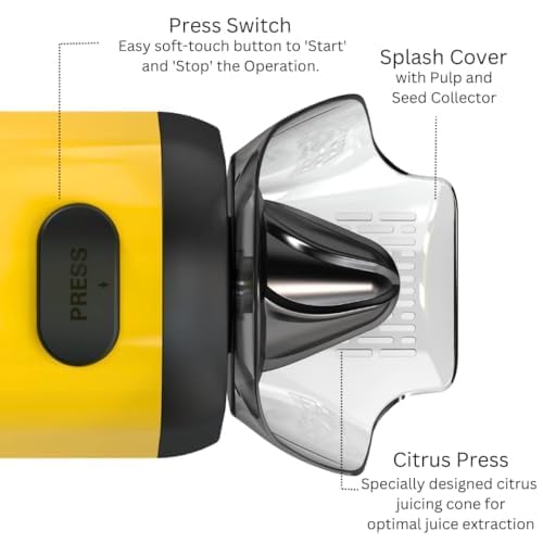 Brewine Coconut Scraper with Citrus Juice Press, 200 Watts… (Yellow)