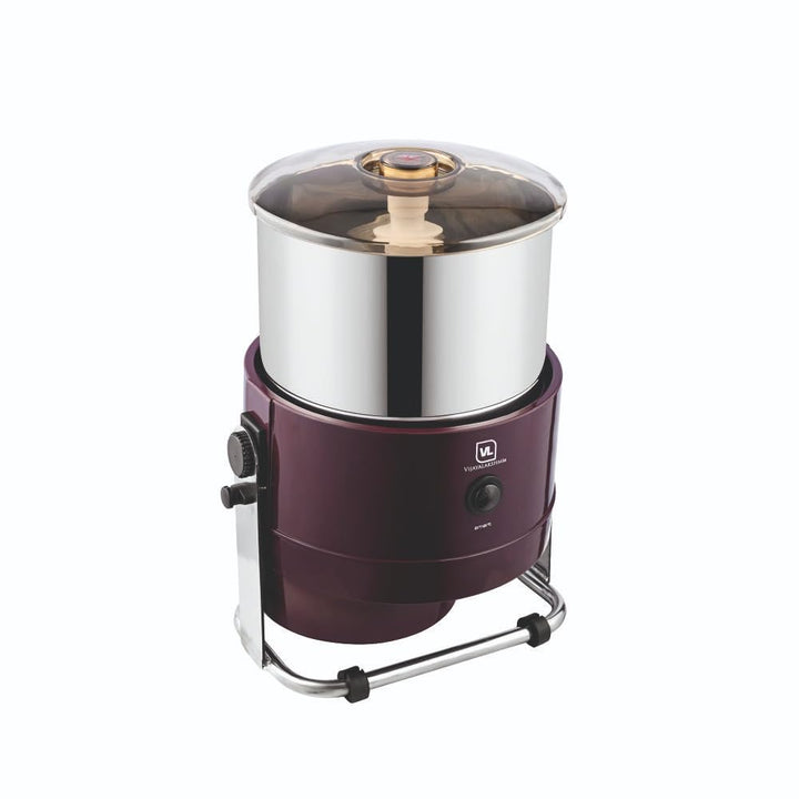 VIJAYALAKSHMI | SMART 2 Litre | Table Top Tilting Wet Grinder | With Coconut Scrapper & Atta Kneader Attachment | Heavy ABS Body Wet Grinder, 2L (Maroon)