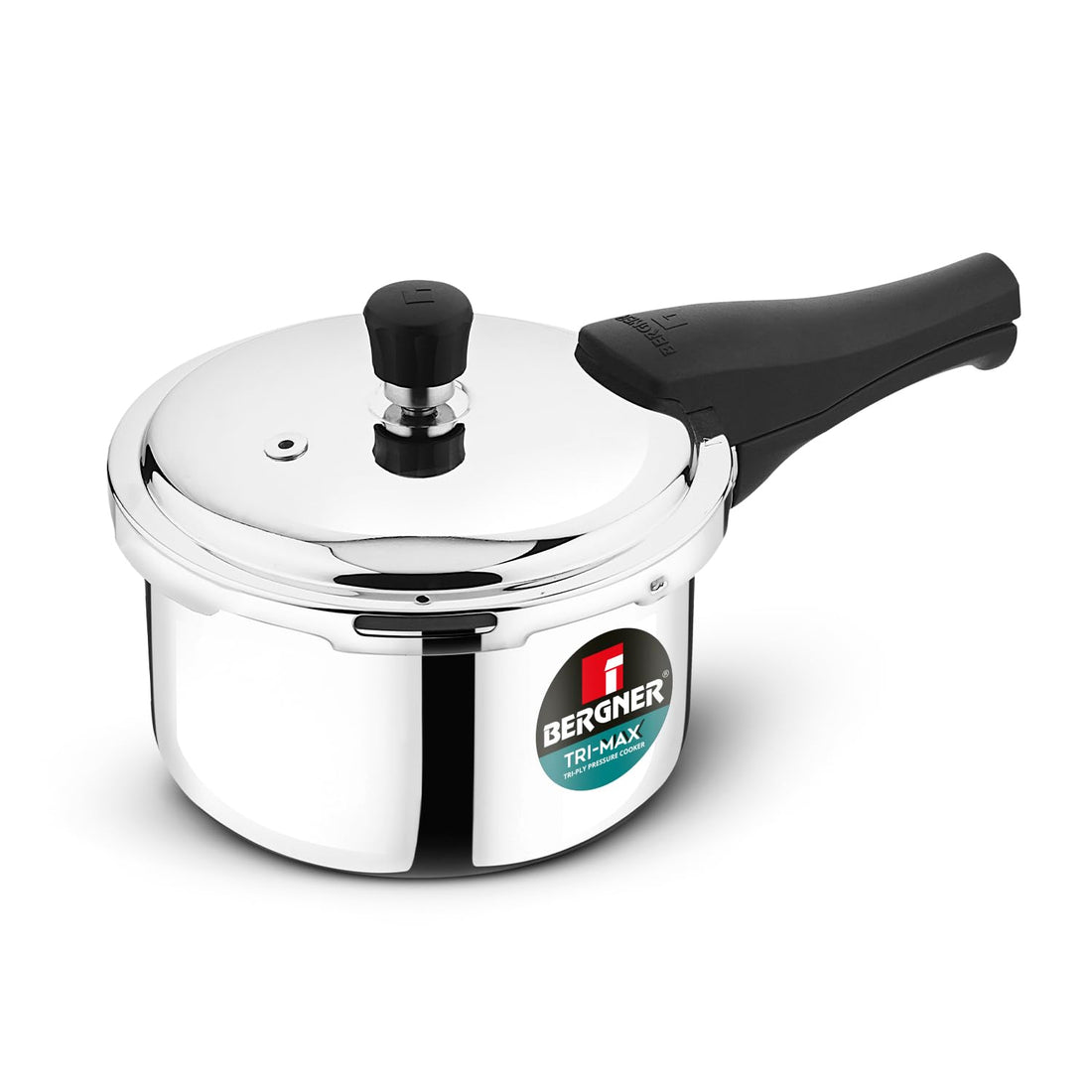 Bergner Trimax Triply Stainless Steel Outer Lid Pressure Cooker, Triply Bottom, For Healthy Cooking, Mirror Finish, Easy To Clean, Durable, Induction Base & Gas Ready, Silver, 5-Year