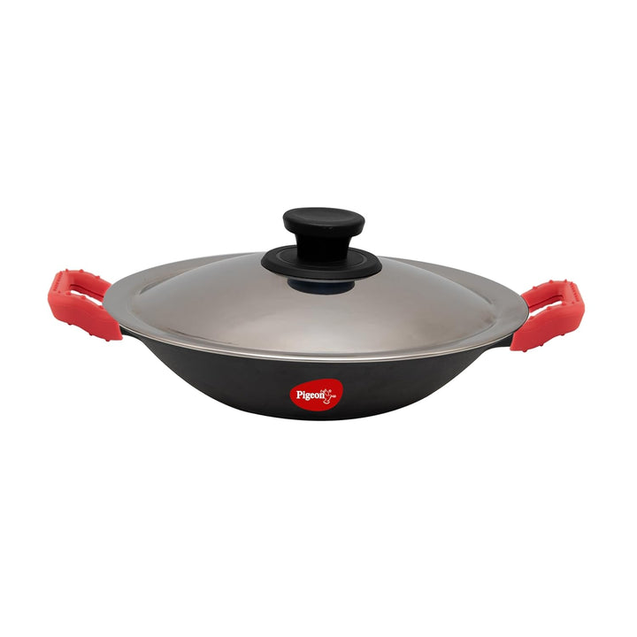 Pigeon by Stovekraft Cast Iron Appachetty with Stainless Steel Lid, 22 cm | Naturally Nonstick | Pre-Seasoned with 100% Vegetable Oil | Toxin-Free | Tasty Appams | Bring Back Nostalgic Taste