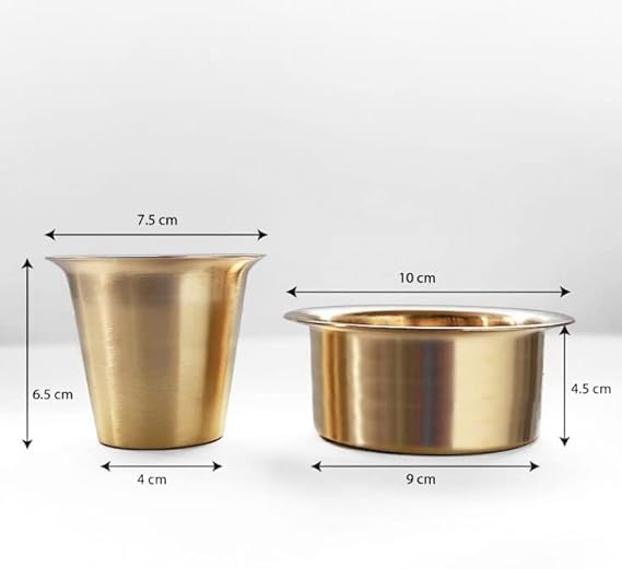 Brass Tea and Coffee Cups Set | Designer Dawara/Dabara & Tumbler for Serving Filter Coffee/Tea Traditional Kumbakonam | Coffee Serving Sets | Brass Coffee Cup