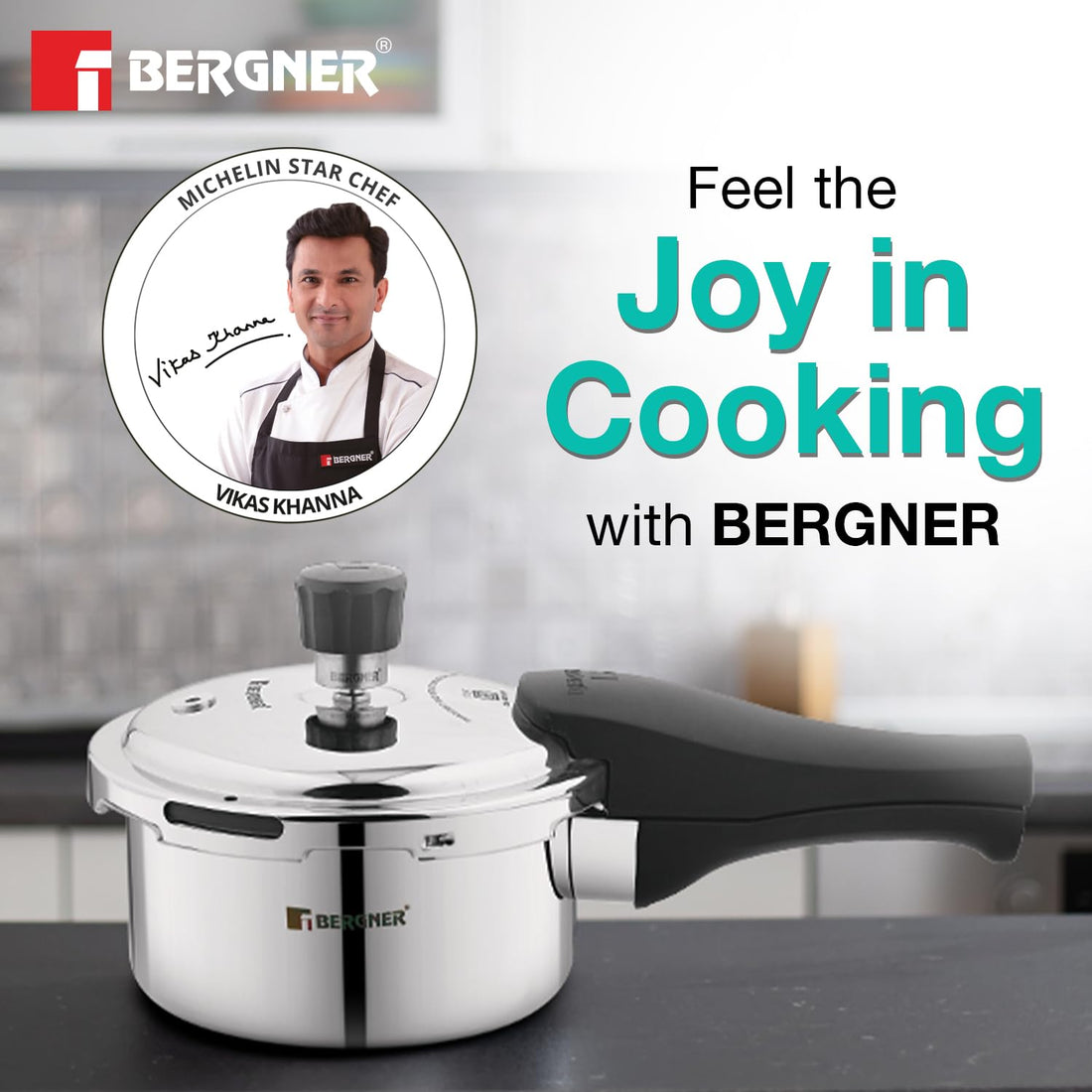 Bergner Trimax Triply Stainless Steel Outer Lid Pressure Cooker, Triply Bottom, For Healthy Cooking, Mirror Finish, Easy To Clean, Durable, Induction Base & Gas Ready, Silver, 5-Year