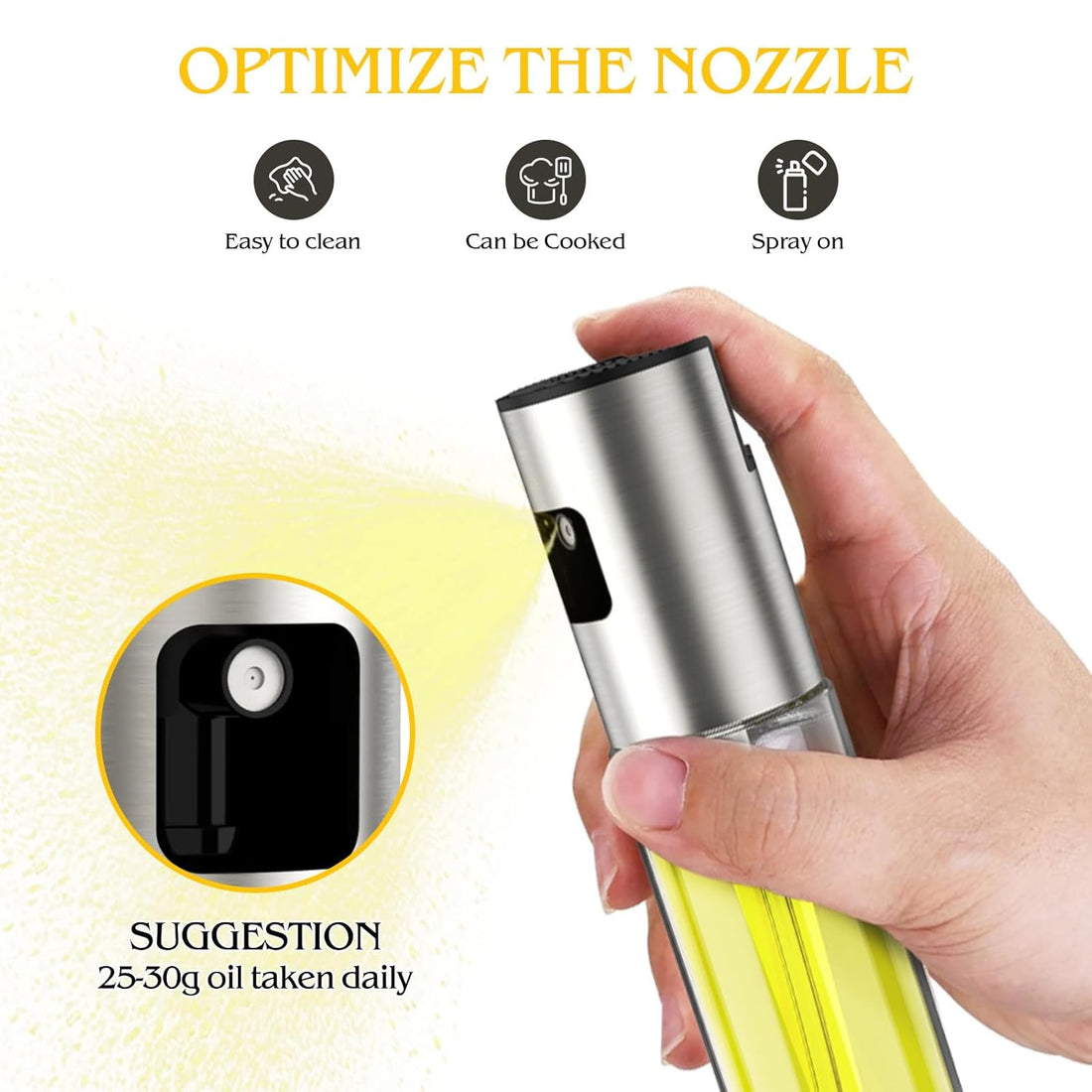 Oil Sprayer for Cooking,100ml Olive Oil Spritzer,1 Pack Food-grade Olive Oil Spray Bottle with 304 Stainless SteelOil Sprayer for Air Fryer,an Olive Oil Dispenser Bottle,Perfect for Salad,BBQ, Baking