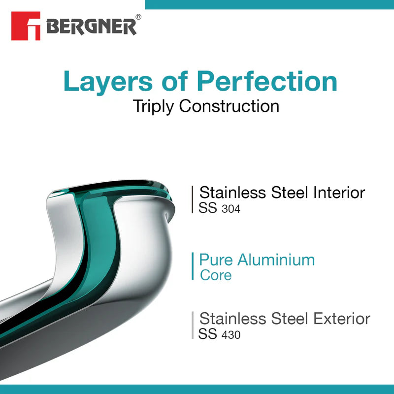 Bergner Stainless Steel Mixing Bowl with Measurement Marks – Durable & Multi-Purpose