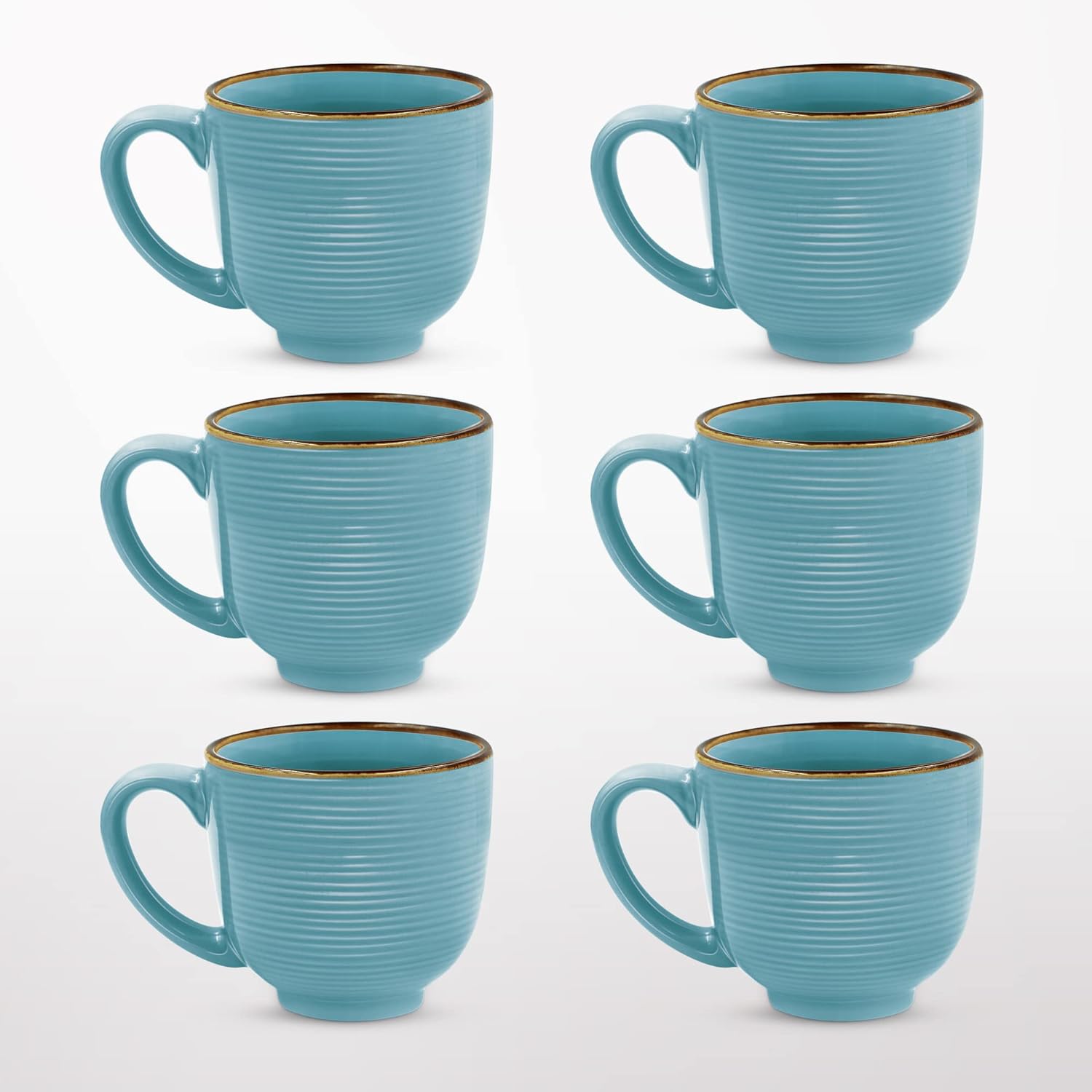 Treo by Milton Eclate Ceramic Mug, Set of 6, 180 ml Each, Turquoise | Coffee Mug | Tea | Milk | Smoothies | Microwave Safe | Dishwasher Safe | Easy to Handle