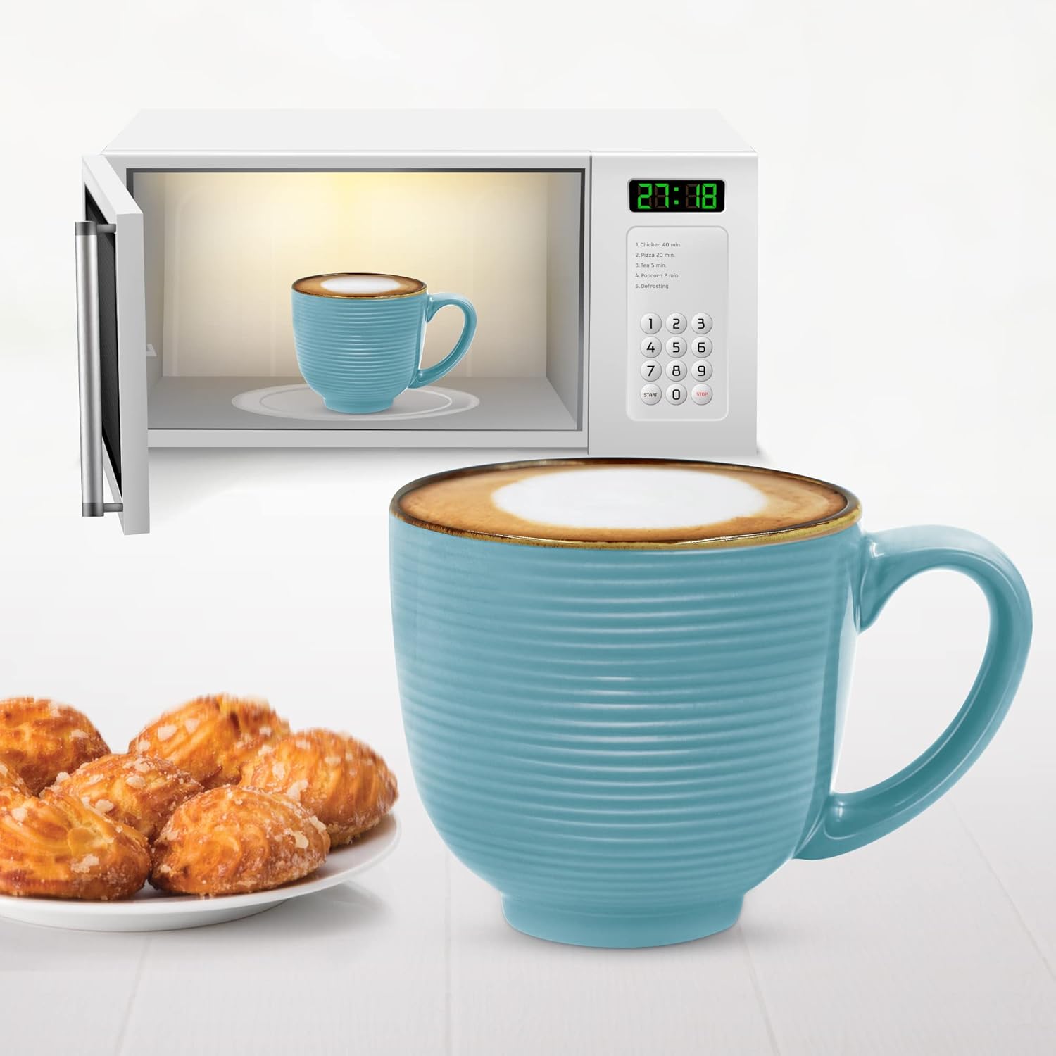 Treo by Milton Eclate Ceramic Mug, Set of 6, 180 ml Each, Turquoise | Coffee Mug | Tea | Milk | Smoothies | Microwave Safe | Dishwasher Safe | Easy to Handle