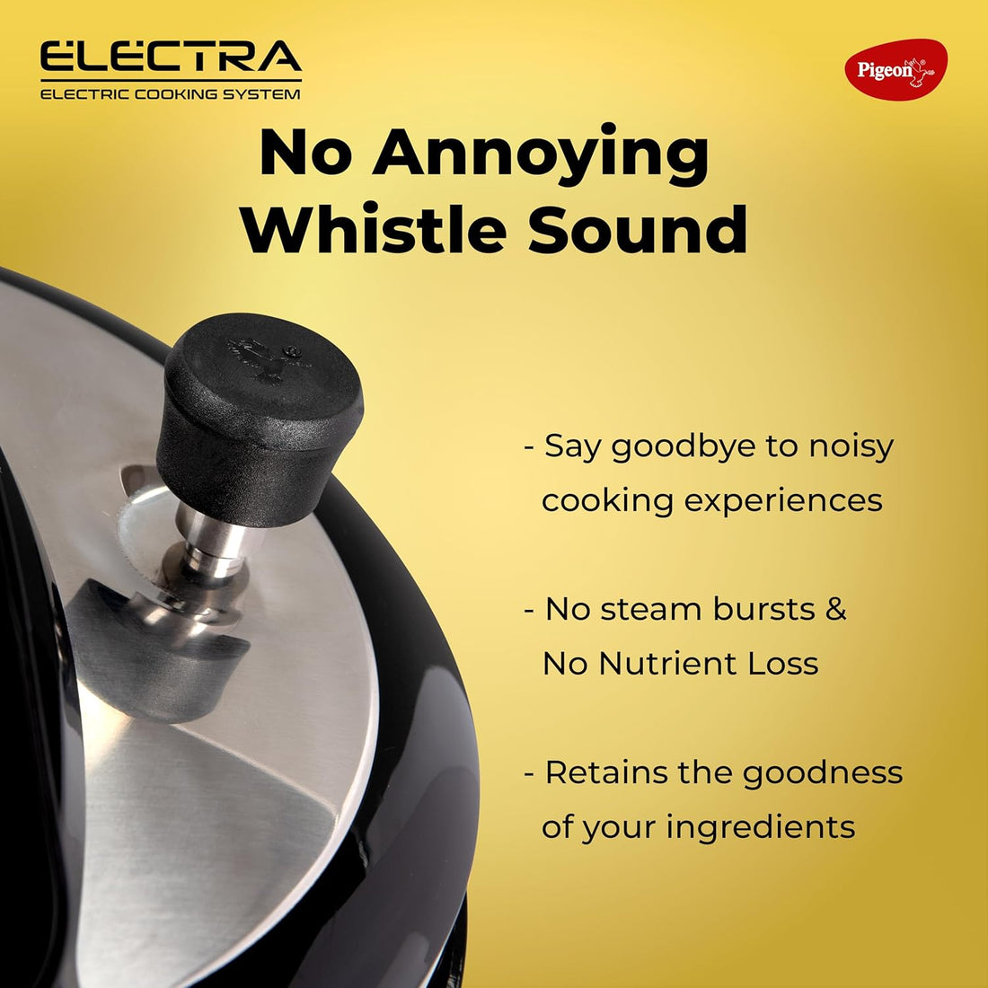 Pigeon By Stovekraft Electra Smart 3 Litre Electric Pressure Cooker with Digital Display | 18 Indian Preset Menu | Automatic Rice Cooker | Delay Timer & More (Stainless Steel)