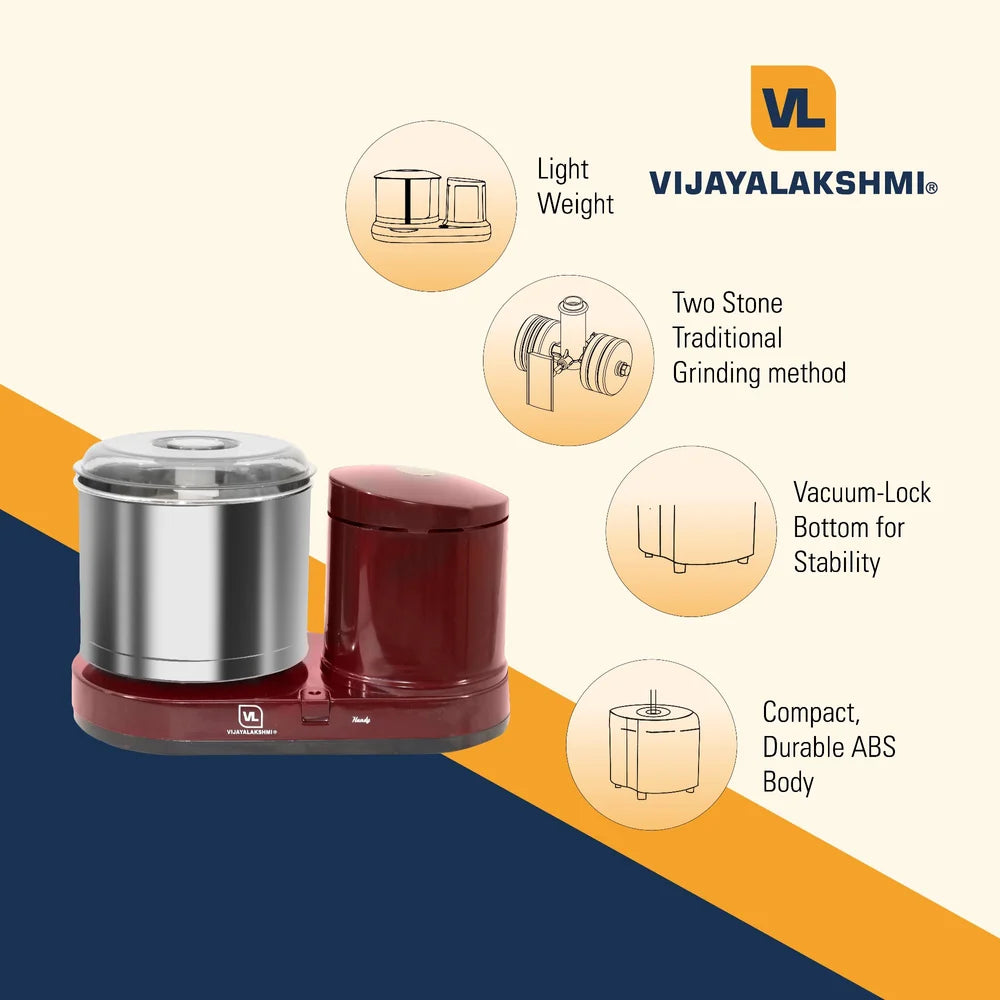 Vijayalakshmi 1.25 Litre Handy Table Top Wet Grinder
