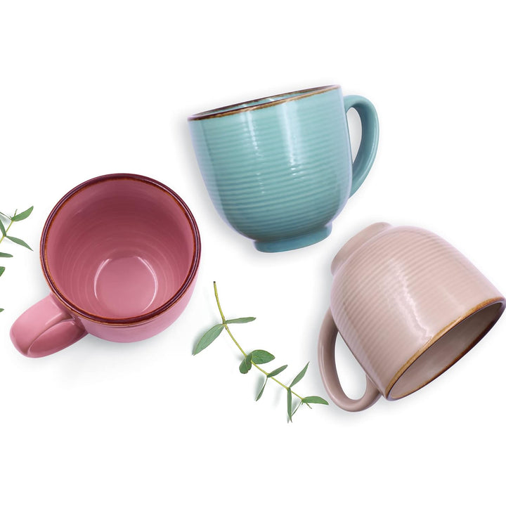 Treo by Milton Eclate Ceramic Mug, Set of 6, 180 ml Each, Turquoise | Coffee Mug | Tea | Milk | Smoothies | Microwave Safe | Dishwasher Safe | Easy to Handle