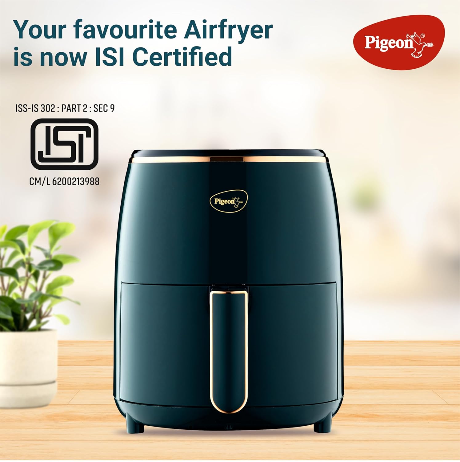 Pigeon Healthifry Digital Air Fryer, 360° High Speed Air Circulation Technology 1200 W with Non-Stick 4.2 L Basket