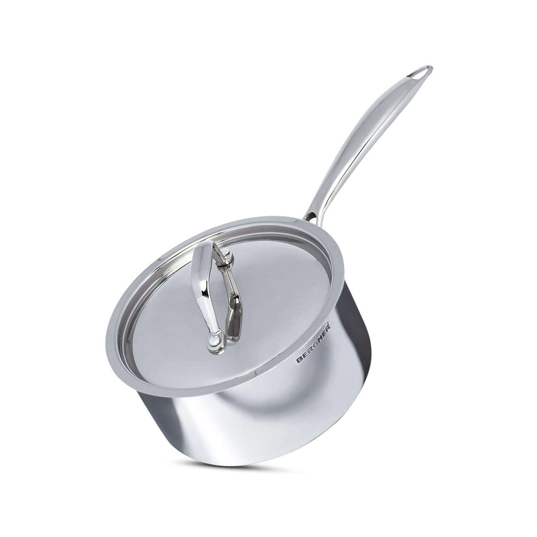 Bergner Argent TriPly Stainless Steel Saucepan with Stainless Steel Lid, Stay Cool Cast Handle, Food Safe, Less Oil Use, Durable, Healthy Cooking - Induction and Gas Stove Ready