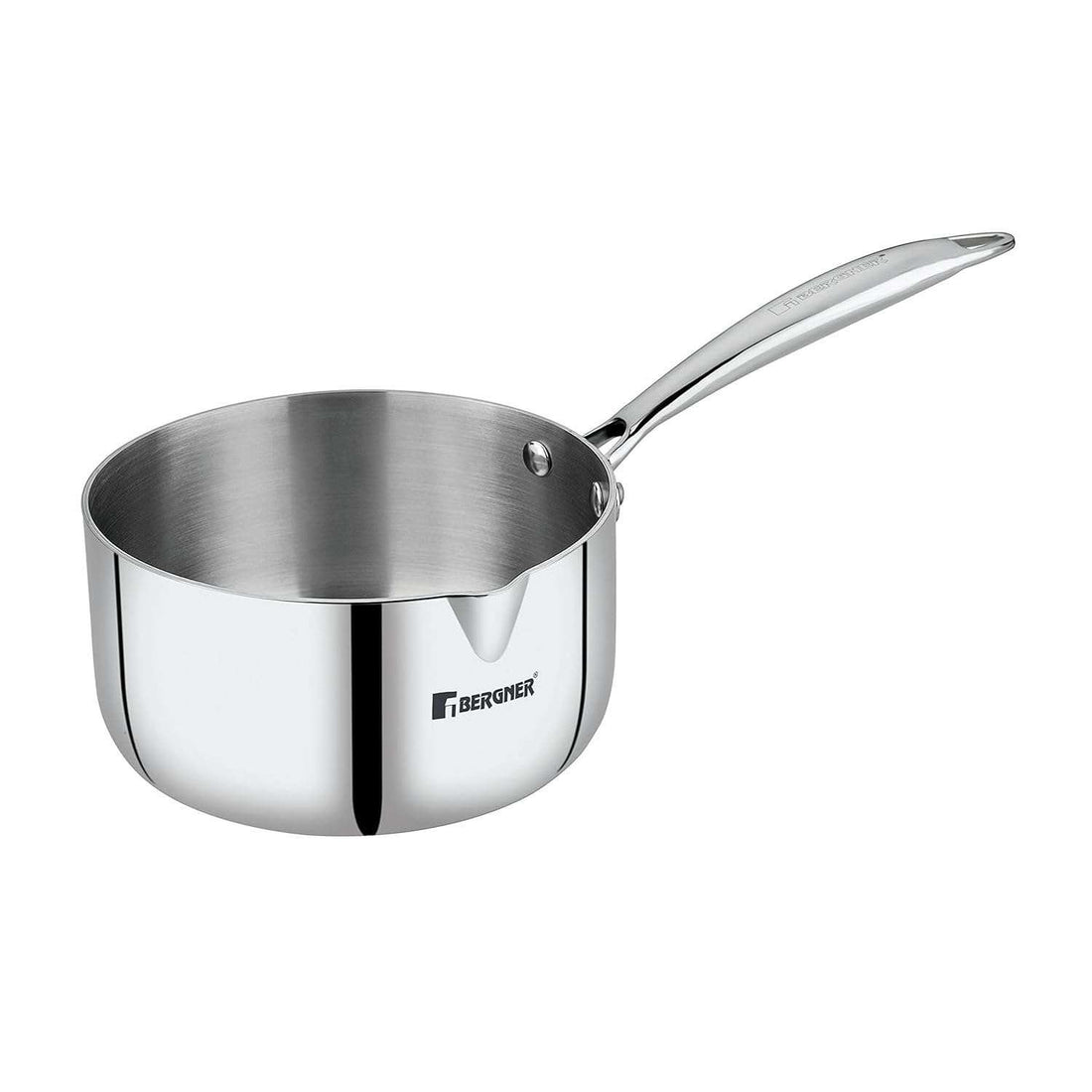Bergner Argent TriPly Stainless Steel Milkpan/Saucepan, Stay Cool Cast Handle, Food Safe, Durable, Even Heat Distribution, Dishwasher Safe, Induction and Gas Ready, 5-Year Warranty, Silver