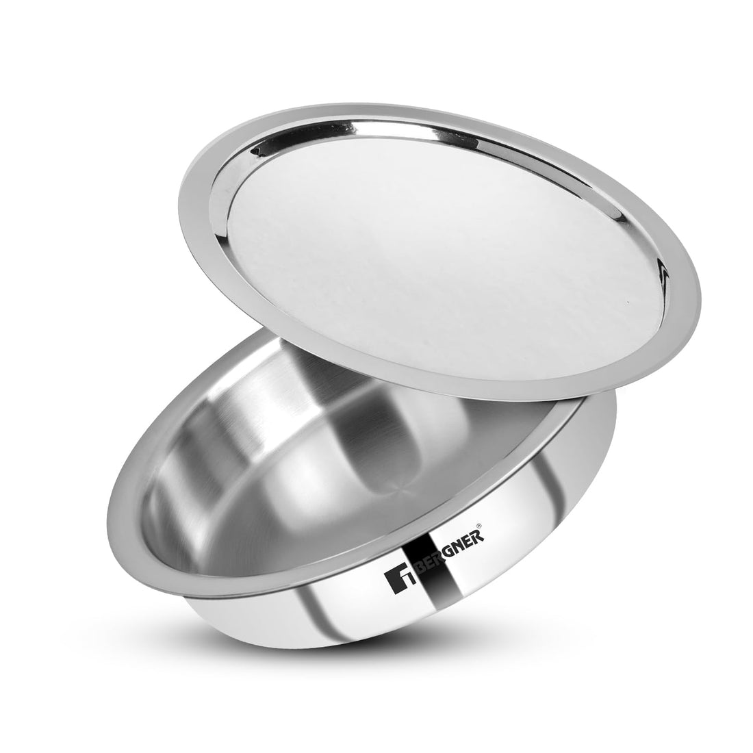 Bergner Argent TriPly Stainless Steel Lagdi with Stainless Steel Lid, Saute Pan with Lid, Food Safe, Durable, Dishwasher Safe, Induction and Gas Ready, 5-Year Warranty