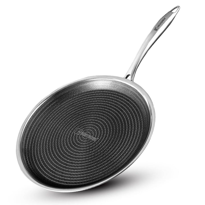 Bergner Hitech Prism TriPly Stainless Steel 30 cm Tawa, Non Stick Tawa for Roti/Dosa/Chapati, Induction Bottom and Gas Ready, Metal Spatula Friendly